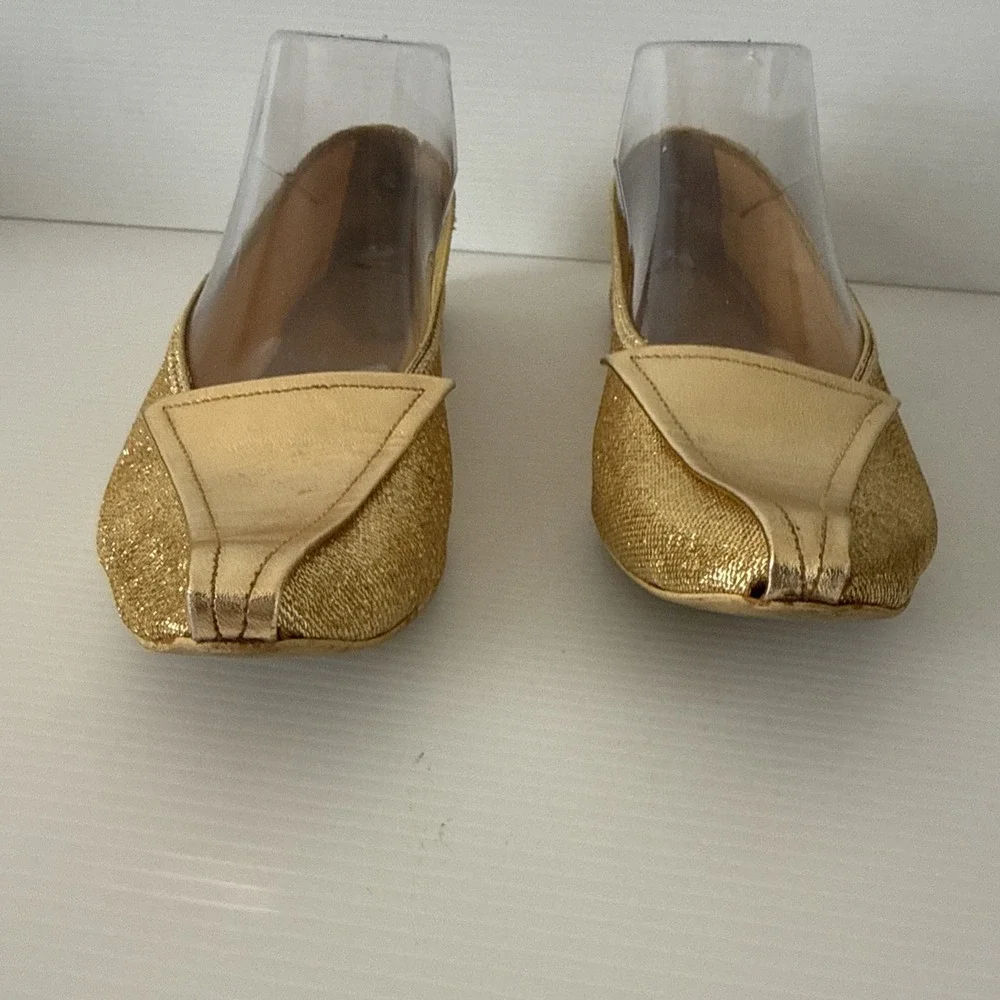 Vintage Rare Bertlyn New York Folding Gold‎ Flats Shoes Size 6 Sparkly 1960s